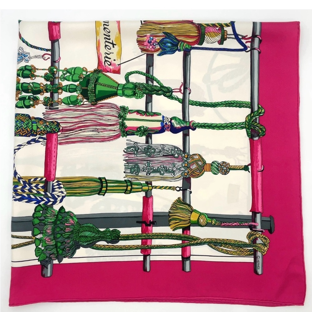 Auth Hermes Carré 90 Pasementerie Purple x Multicolor Silk Scarf W/Box - Picture 11 of 17